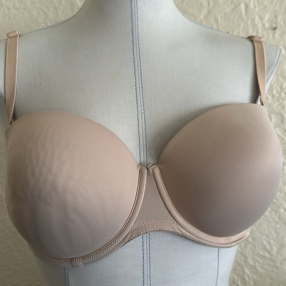 Victoria’s Secret Pink Wear Everywhere Strapless Push Up Bra 36D Nude Beige - Picture 3 of 11